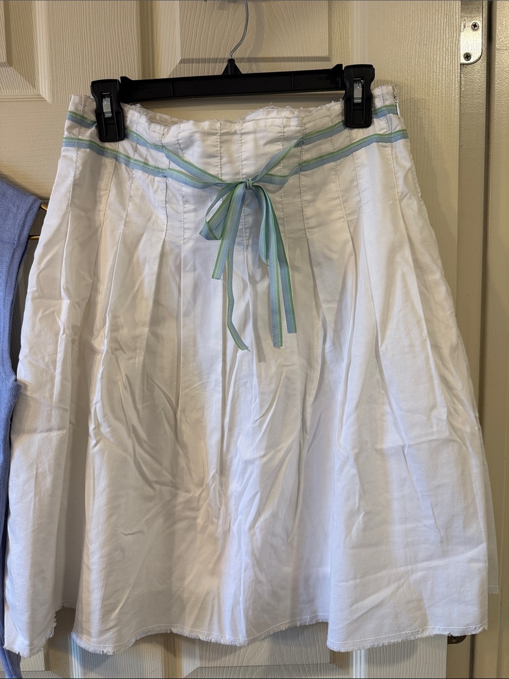 Old Navy Women’s White A-Line Skirt with Mint Ribbon Trim